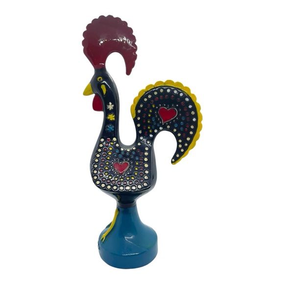 Vtg Hand Painted Traditional Portuguese Metal Rooster Of Barcelos Good Luck 8.5” - Picture 9 of 12